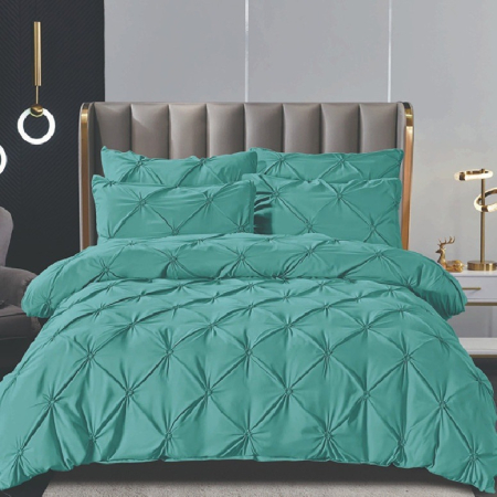 Lenjerii Premium - Lenjerie de pat 2 persoane, bumbac finet, cu pliuri brodate, 6 piese, PRE41