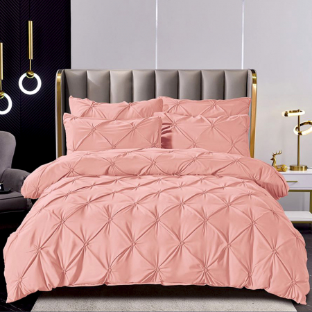 Lenjerii Premium - Lenjerie de pat 2 persoane, bumbac finet, cu pliuri brodate, 6 piese, PRE42