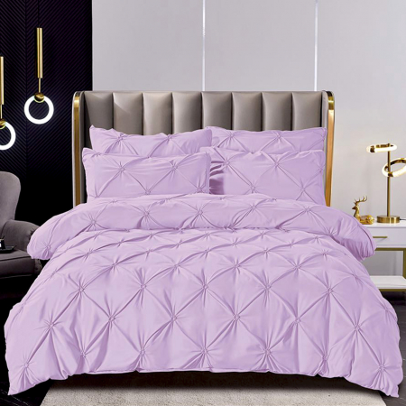 Lenjerii Premium - Lenjerie de pat 2 persoane, bumbac finet, cu pliuri brodate, 6 piese, PRE43