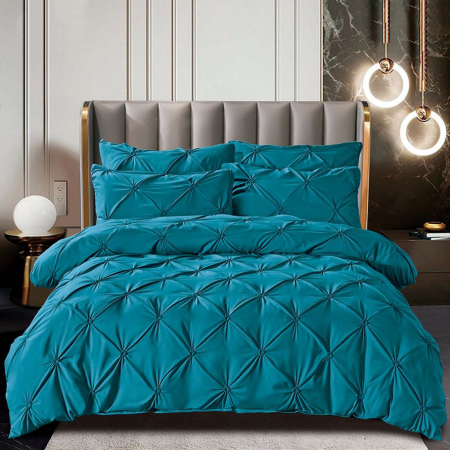 Lenjerii Premium - Lenjerie de pat 2 persoane, bumbac finet, cu pliuri brodate, 6 piese, PRE49