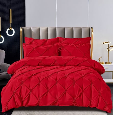 Lenjerii Premium - Lenjerie de pat 2 persoane, bumbac finet, cu pliuri brodate, 6 piese, PRE57