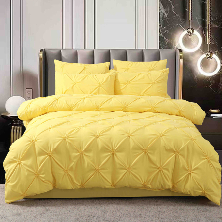 Lenjerii Premium - Lenjerie de pat 2 persoane, bumbac finet, cu pliuri brodate, 6 piese, PRE59