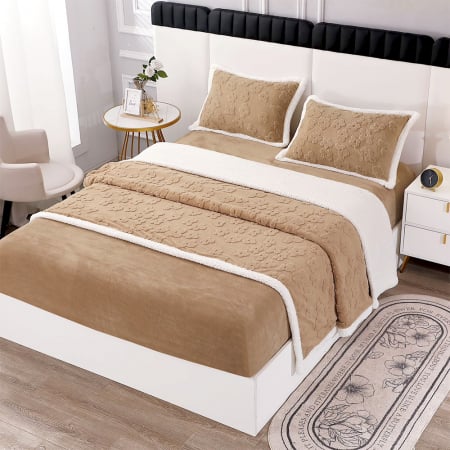 Lenjerii Cocolino - Lenjerie de pat 2 persoane, cocolino, cu blăniță, uni, 4 piese, SPUC19