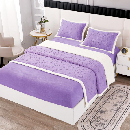 Lenjerii Cocolino - Lenjerie de pat 2 persoane, cocolino, cu blăniță, uni, 4 piese, SPUC20