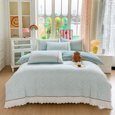 Lenjerie de pat bumbac 100%, 4 piese, bleu mentă, BCP410 [0]