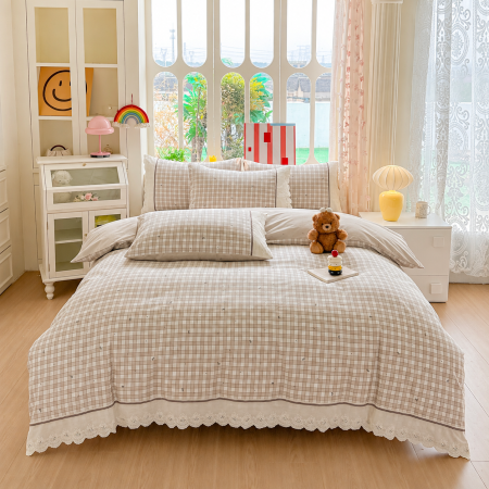 Lenjerii 100% Bumbac - Lenjerie de pat bumbac 100%, 4 piese, model geometric, BCP405