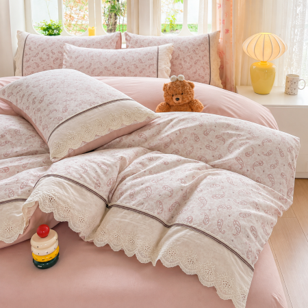 Lenjerii 100% Bumbac - Lenjerie de pat bumbac 100%, 4 piese, model paisley, BCP413