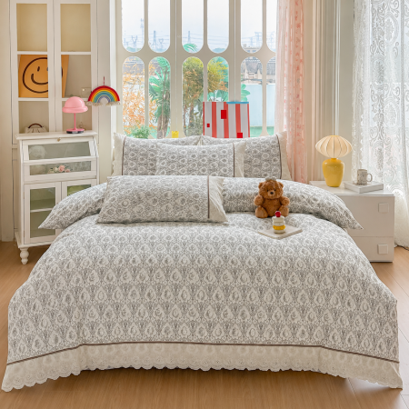 Lenjerii 100% Bumbac - Lenjerie de pat bumbac 100%, 4 piese, ornamental clasic, BCP412