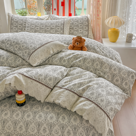 Lenjerii 100% Bumbac - Lenjerie de pat bumbac 100%, 4 piese, ornamental clasic, BCP412