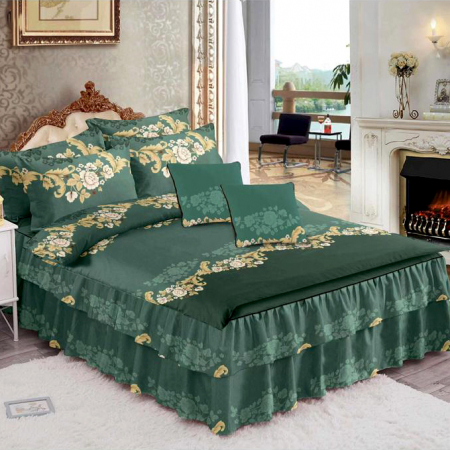 Lenjerii Volănașe - Lenjerie de pat cu 2 volănașe, 2 persoane, bumbac finet, 6 piese, SPV16