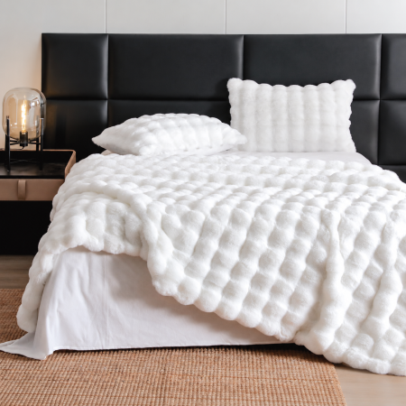 Lenjerii Cocolino - Lenjerie de pat din blană artificială de iepure, 6 piese, alb, SPF41