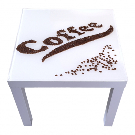 Mobilă - Măsuță cafea unicat, realizată manual, cu boabe de cafea, acoperită cu rășină epoxidică, 55 x 55 cm, N8
