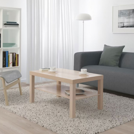 Mobilă - Măsuță cafea 90 x 55 cm, înălțime 45 cm, cu poliță, natur