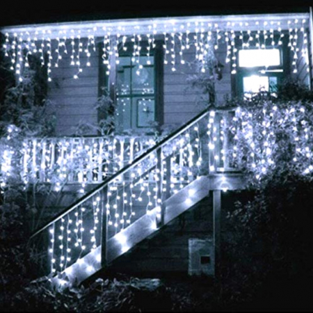 Pachet 3 Instalații de 12 m, interconectabile, 36 m, 900 leduri, franjuri cu led tip țurțuri, exterior [2]