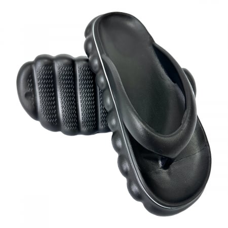Papuci de plajă - Papuci de plajă damă cu talpă groasă, negru, PD57 38/39