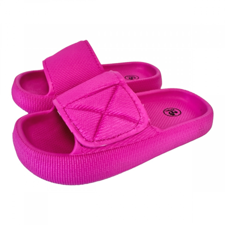 Papuci de plajă - Papuci de plajă damă cu talpă groasă, baretă cu arici, fucsia, PD53 38/39