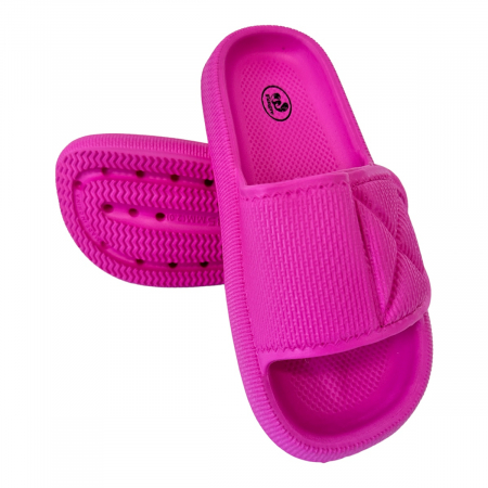 Papuci de plajă - Papuci de plajă damă cu talpă groasă, baretă cu arici, fucsia, PD53 38/39