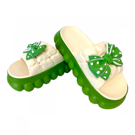 Papuci de plajă - Papuci de plajă damă cu talpă groasă, verde, mărime 35/36, PD61 35/36