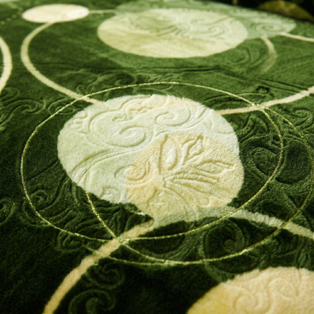 Pături - Pătură Cocolino Gofrată, 200x240 cm, 3D cu model, verde cu cercuri, PGU204