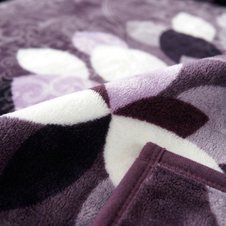 Pături - Pătură Cocolino Gofrată, 200x240 cm, 3D cu model, mov cu petale, PGU209