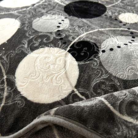 Pături - Pătură Cocolino Gofrată, 200x240 cm, 3D cu model, gri cu cercuri, PGU208