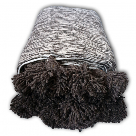 Pentru casă - Patura Maroc 250x150 cm bumbac maro tesuta manual