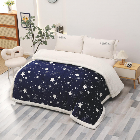 Pături cu blăniță - Pătură pufoasă cu blăniță, groasă 2.3 kg, 200x230 cm, PMB01