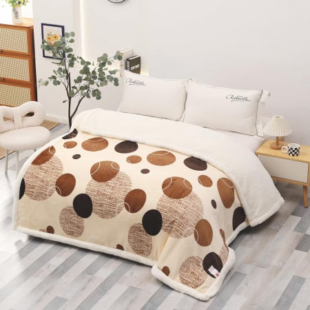 Pături cu blăniță - Pătură pufoasă cu blăniță, groasă 2.3 kg, 200x230 cm, PMB05