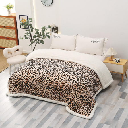 Pături cu blăniță - Pătură pufoasă cu blăniță, groasă 2.3 kg, 200x230 cm, PMB09
