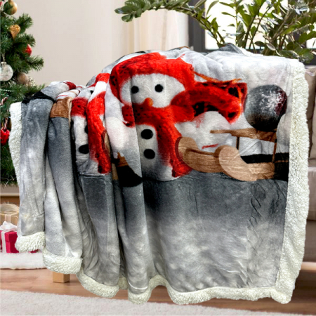 Pături cu blăniță Crăciun - Patură pufoasă cu blăniță, Crăciun, 2 fețe, 200x230 cm, 2 kg, PC21