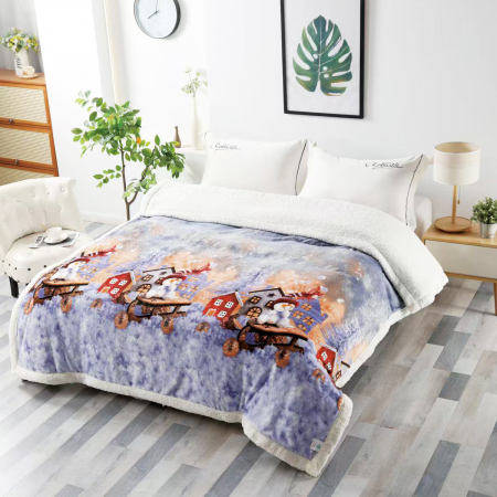 Pături cu blăniță - Patură pufoasă cu blăniță, Crăciun, 2 fețe, 200x230 cm, 2 kg, PC22