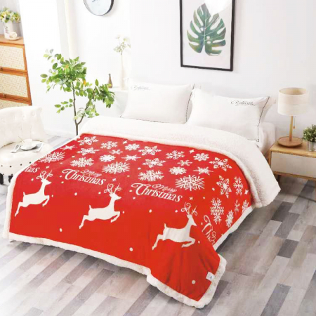 Pături cu blăniță - Patură pufoasă cu blăniță, Crăciun, 2 fețe, 200x230 cm, 2 kg, PC23