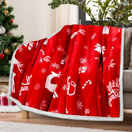 Pături cu blăniță Crăciun - Patură pufoasă cu blăniță, Crăciun, 2 fețe, 200x230 cm, 2 kg, PC16