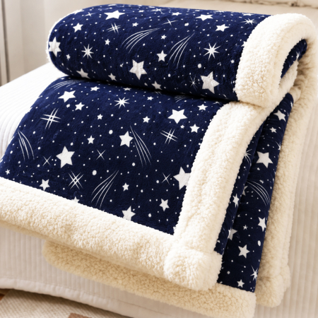 Pături cu blăniță - Pătură pufoasă cu blăniță, groasă 2.3 kg, 200x230 cm, PMB01