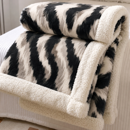Pături cu blăniță - Pătură pufoasă cu blăniță, groasă 2.3 kg, 200x230 cm, PMB06