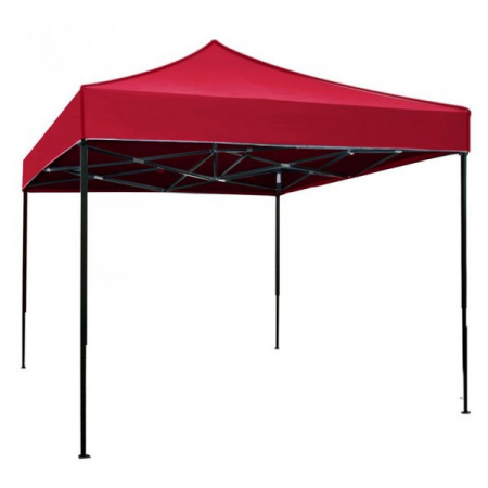 Camping și curte - Pavilion de grădină, pliabil tip acordeon, cadru metalic 3 x 3 m, rosu, PV11