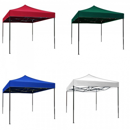 Camping și curte - Pavilion de grădină, pliabil tip acordeon, cadru metalic 2 x 2 m, alb, PV01