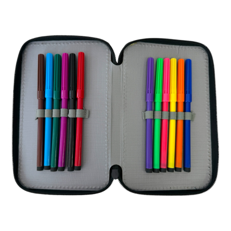 Penare - Penar complet echipat, 3 compartimente, 32 piese, pentru băieți, model Fotbal, PNB06