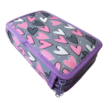 Penar complet echipat, 3 compartimente, 32 piese, pentru fete, mov, PNF13, 19 x 12 x 6 cm, 32 piese, Fete, PNF13