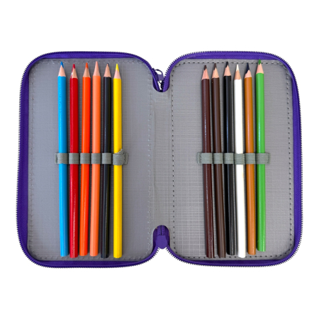 Penare - Penar complet echipat, 3 compartimente, 32 piese, pentru fete, model Prințesă, PNF07