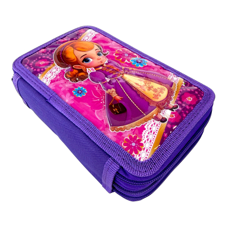 Penar complet echipat, 3 compartimente, 32 piese, pentru fete, model Prințesă, PNF07, 19 x 12 x 6 cm, 32 piese, Fete, PNF07