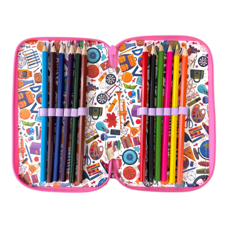 Penare - Penar complet echipat, 3 compartimente, 32 piese, pentru fete, Fashion Girl, PNF12