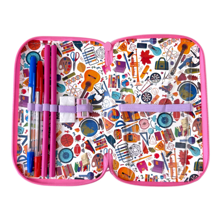 Penare - Penar complet echipat, 3 compartimente, 32 piese, pentru fete, Fashion Girl, PNF12