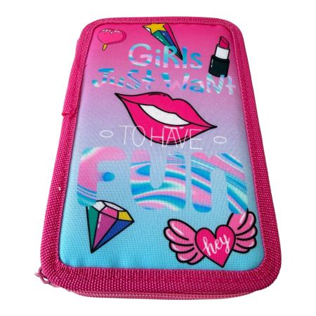 Penare - Penar complet echipat, 3 compartimente, 32 piese, pentru fete, Fashion Girl, PNF12