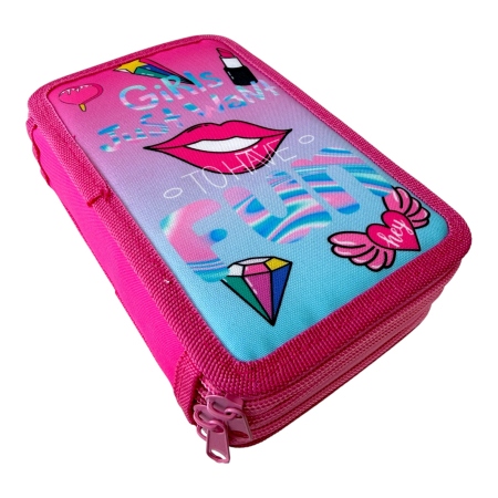 Penar complet echipat, 3 compartimente, 32 piese, pentru fete, Fashion Girl, PNF12, 19 x 12 x 6 cm, 32 piese, Fete, PNF12
