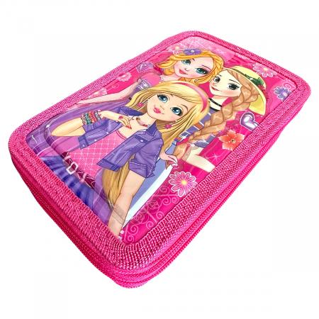 Penare - Penar echipat cu 34 piese, 3 compartimente, pentru fete, PNF04