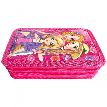 Penare - Penar echipat cu 34 piese, 3 compartimente, pentru fete, PNF04