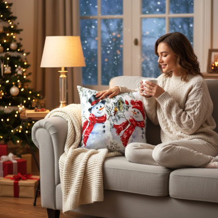 Perne și pilote - Pernă decorativă de Crăciun 40x40 cm cu Moș Crăciun PPC03