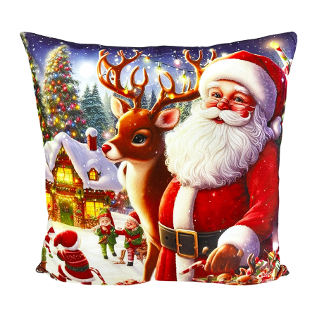 Perne și pilote - Pernă decorativă de Crăciun 40x40 cm cu Moș Crăciun PPC05