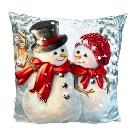 Perne și pilote - Pernă decorativă de Crăciun 40x40 cm cu Moș Crăciun și pisicuță PPC06